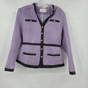 Oyrosy Elegant Contrasting Color Tweed Blazer Size M